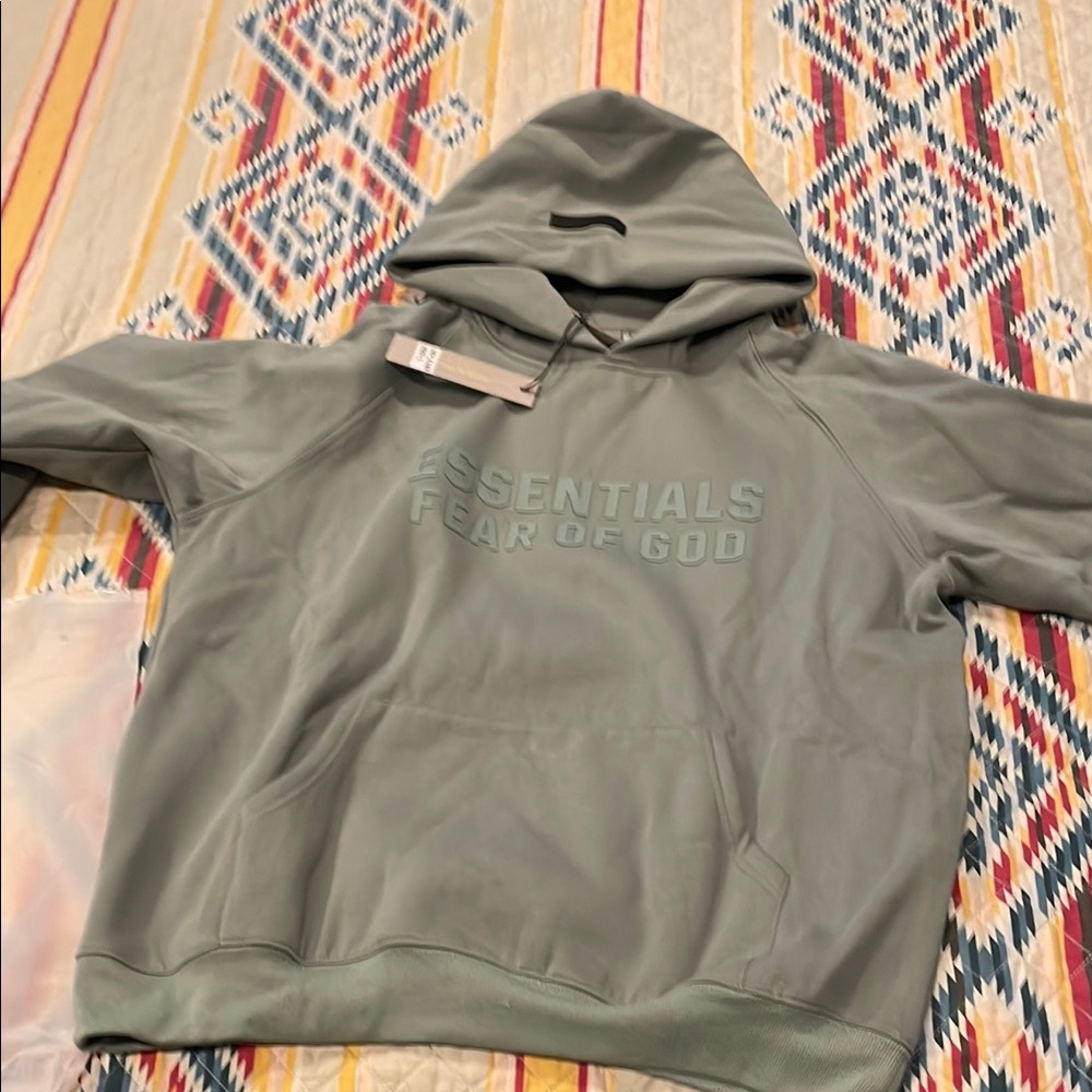 Fear of God Essentials Hoodie in Sage Green